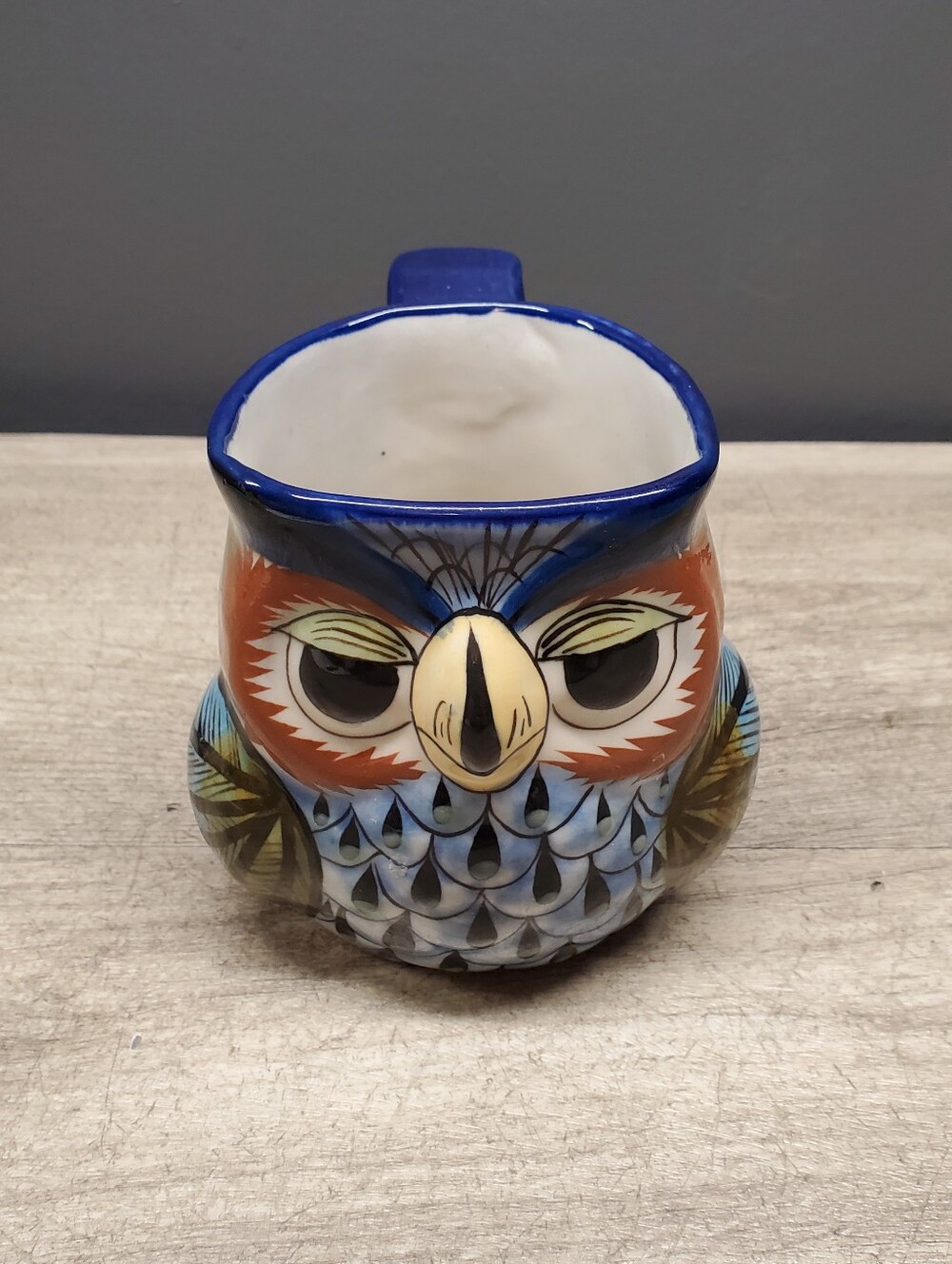 Ken Edwards hand crafted pottery owl mug